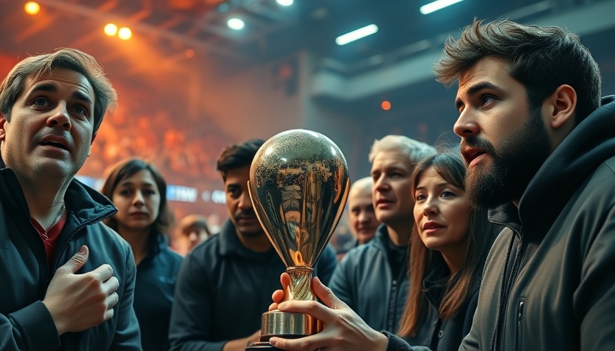 Intense sports trophy theft scene with emotional crowd.