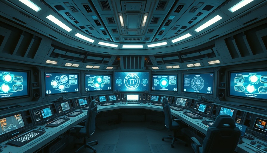 Futuristic space command center with advanced technology.