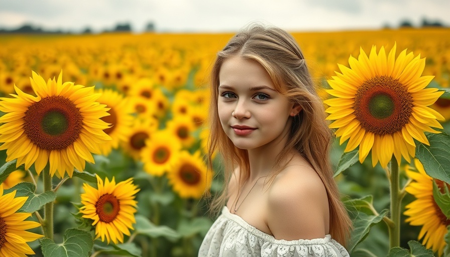 Young individual in sunflower field, peaceful expression, DACA recipients fight ICE detention.