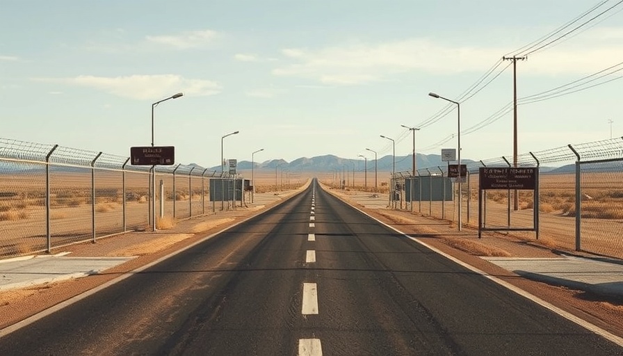 Tornillo port of entry border crossing with fencing and signage.