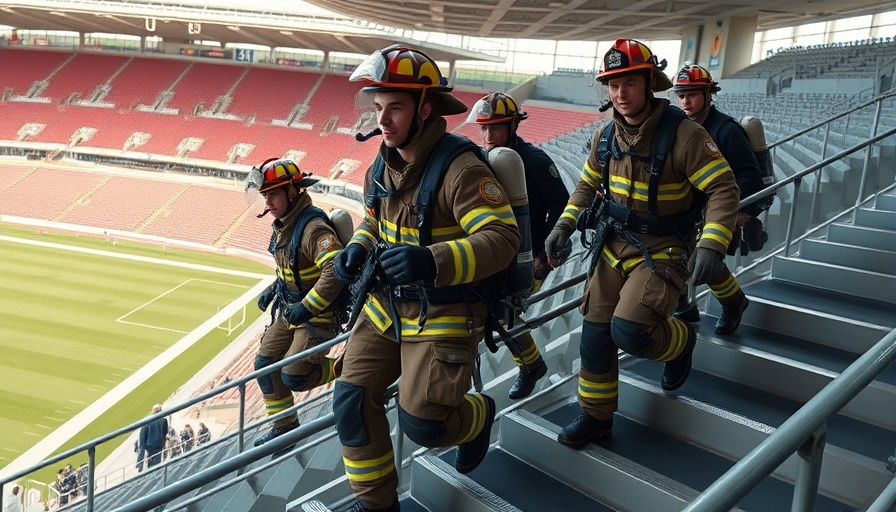 El Paso 9/11 commemorative stair climb by firefighters in gear.