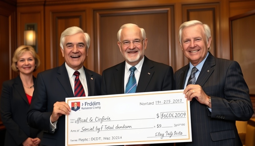 Bexar Gives Back officials with check and certificate.