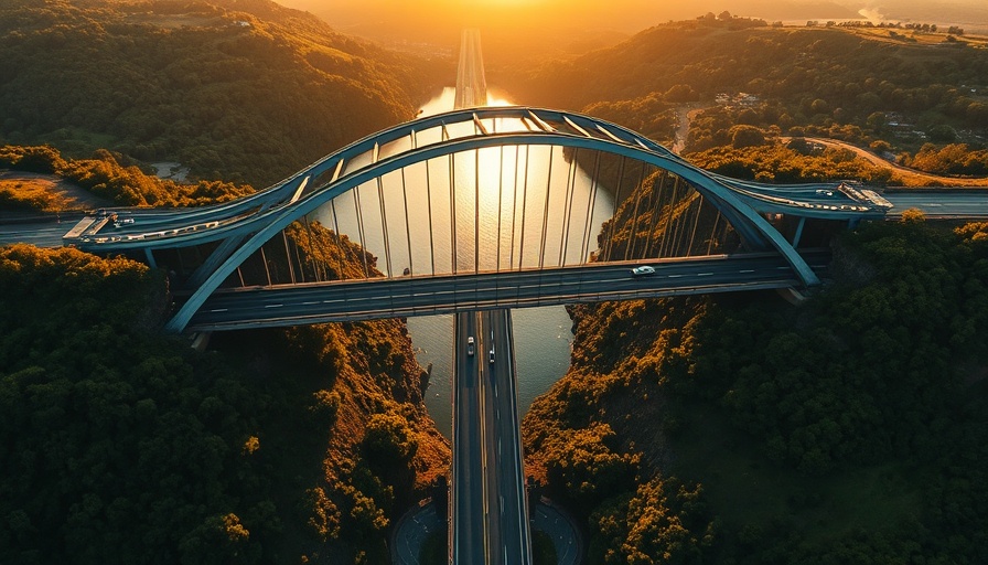 Aerial view of Tobin Land Bridge in San Antonio at sunrise.