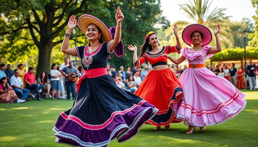 SAISD Folklórico Program dancers performing in vibrant attire.