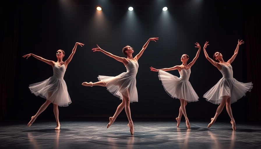 Houston Ballet dancers performing on stage under dramatic lighting.