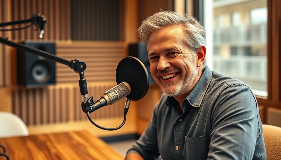 Smiling man in San Antonio startup podcast studio.