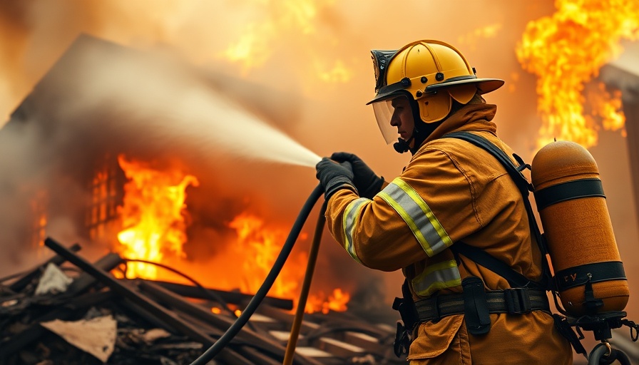 Firefighter combats blaze in damaged building, Houston news update.