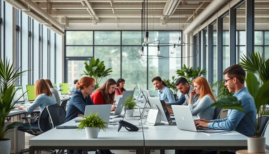 Modern office with diverse team discussing small business hiring trends