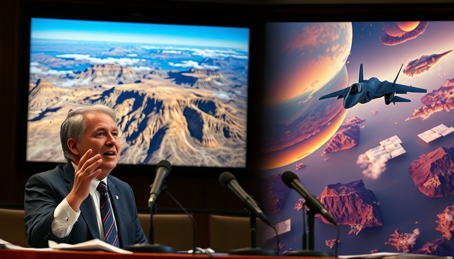 Composite of speaker, Iran landscape, and stealth bomber related to Fordow.