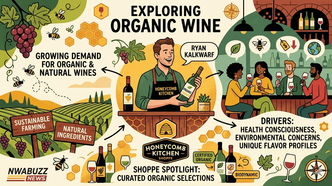 Two men podcasting in a kitchen studio, Organic Wine Trends Arkansas.