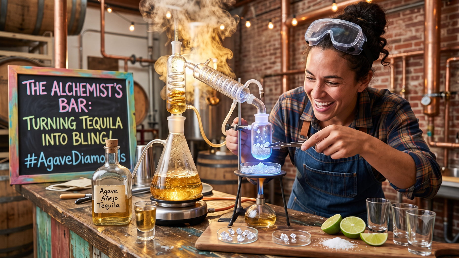 National Tequila Day celebration with glasses and decanter filled with golden liquid.