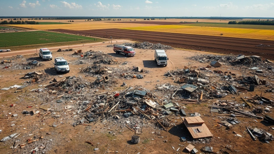 Benton County disaster action plan in tornado aftermath scene.