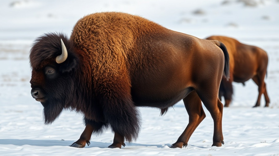 National Bison Day: Majestic bison on snowy landscape.