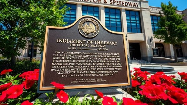 Commemorative plaque at Indianapolis Motor Speedway on National Indiana Day.