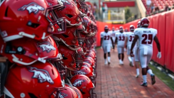Ari Slocum recruitment news - Arkansas Razorbacks helmets.