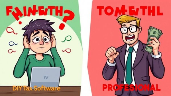Comparison of DIY software failure and professional tax service highlighting software costs.