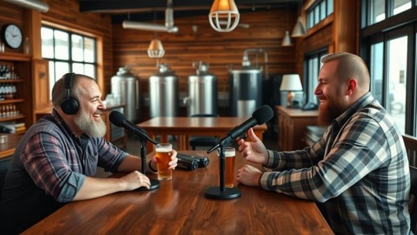 Natural State Beer Company podcast recording at a brewery.