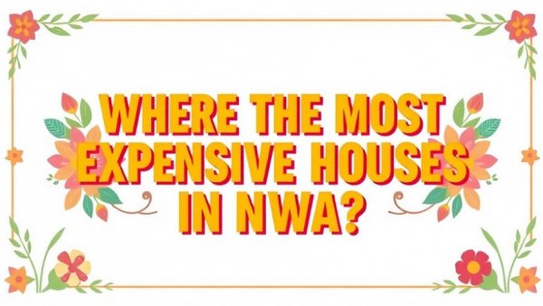 Expensive houses in NWA graphic design with floral decoration.