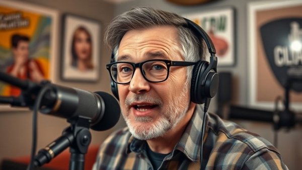 Middle-aged man podcasting in studio, Orthodox Farmhouse Brewery for Sale.