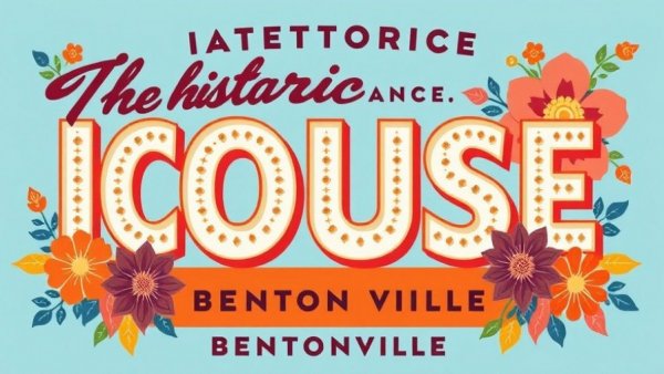 Colorful poster about Historic Ice House Bentonville Arkansas