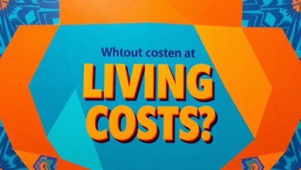 Colorful geometric design asking if it's cheap to live in NWA focusing on utilities.