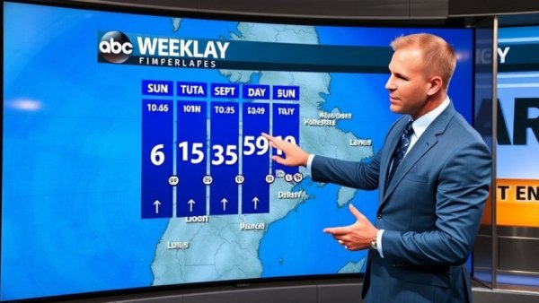 Meteorologist presents warm temperatures ahead Thursday on weather map.