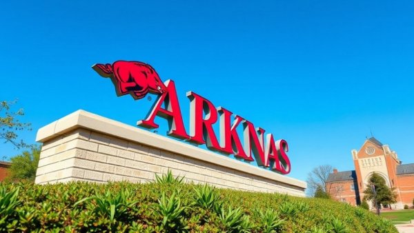 University of Arkansas professor dismissed sign with greenery.