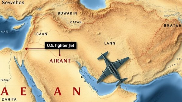 Map showing U.S. fighter jet shot down over Iran.