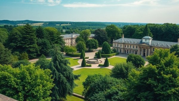 Scenic view over historic Bathhouse Row, brewing excellence in focus.