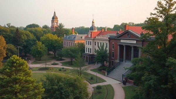 Scenic view of Bathhouse Row, Arkansas historic charm.