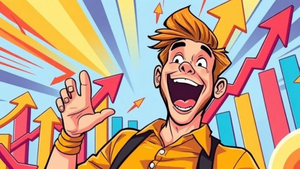 Vibrant illustration with excited person and growth arrows, fastest growing metro area in America theme.