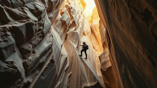 Weekend Adventure in Jasper Arkansas: Woman explores towering rock