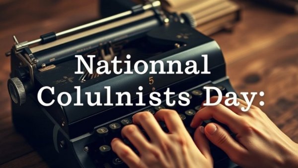 Celebration of National Columnists Day with vintage typewriter.