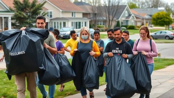 Rogers School District Homelessness Awareness event with volunteers cleaning.