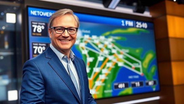 Cool April Morning in Arkansas weather forecast by meteorologist in blue suit.