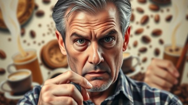 Coffee-themed event poster with intense man, Northwest Arkansas Events