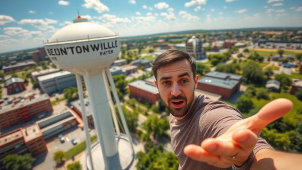 Mistakes Moving to Northwest Arkansas: Aerial Bentonville scene with a surprised gesture