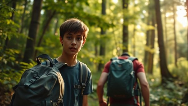 Climbing at Mount Magazine: Hiker walking through lush forest