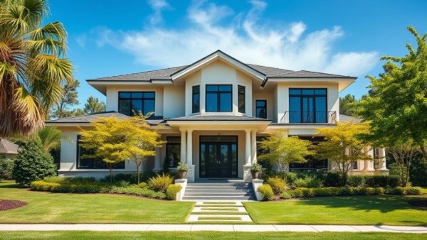 Luxury home in Bentonville AR, welcoming design with lush background.