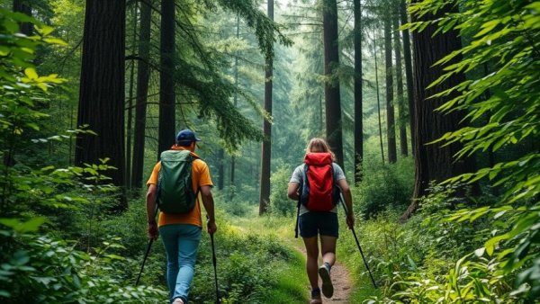 Climbing adventures at Mount Magazine, hikers exploring forest trail.