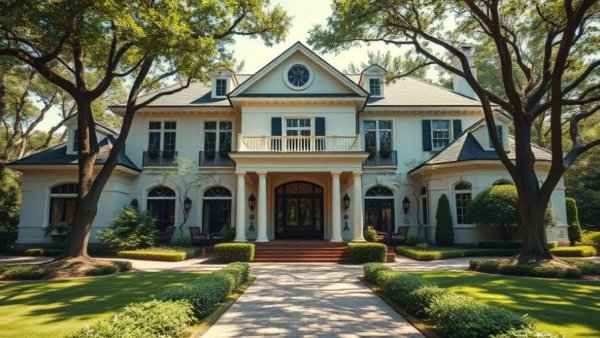 Luxury Living in Bentonville AR: Stunning estate with lush greenery.