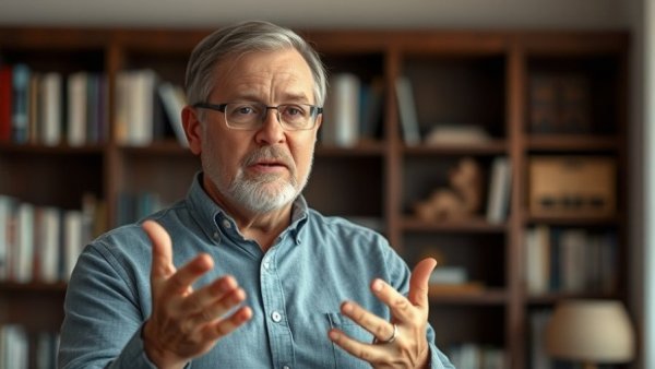 Middle-aged man discussing 412 Angels grant in Northwest Arkansas indoors.