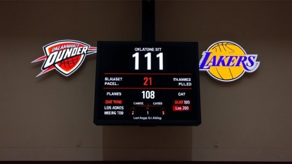 Oklahoma City Thunder playoff lead against LA Lakers with score 131-108.