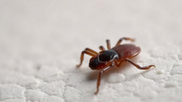 Macro view of tick on white surface studying University of Arkansas tick populations