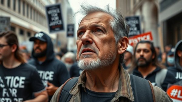 Overturned convictions in Oklahoma: man and protester advocating for justice.
