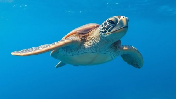 Graceful sea turtle swimming underwater for World Sea Turtle Day.