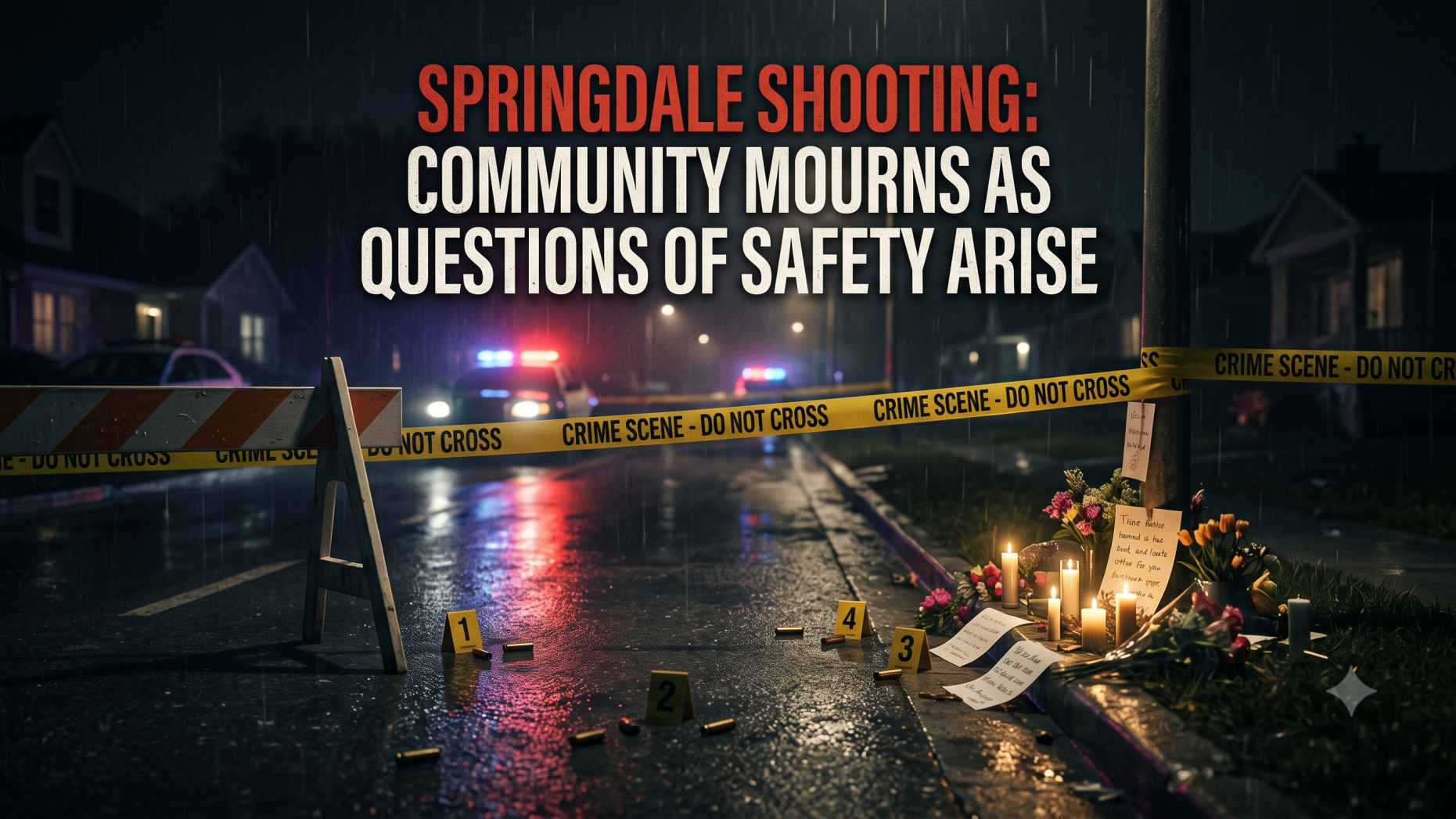 Springdale shooting scene with police presence at night