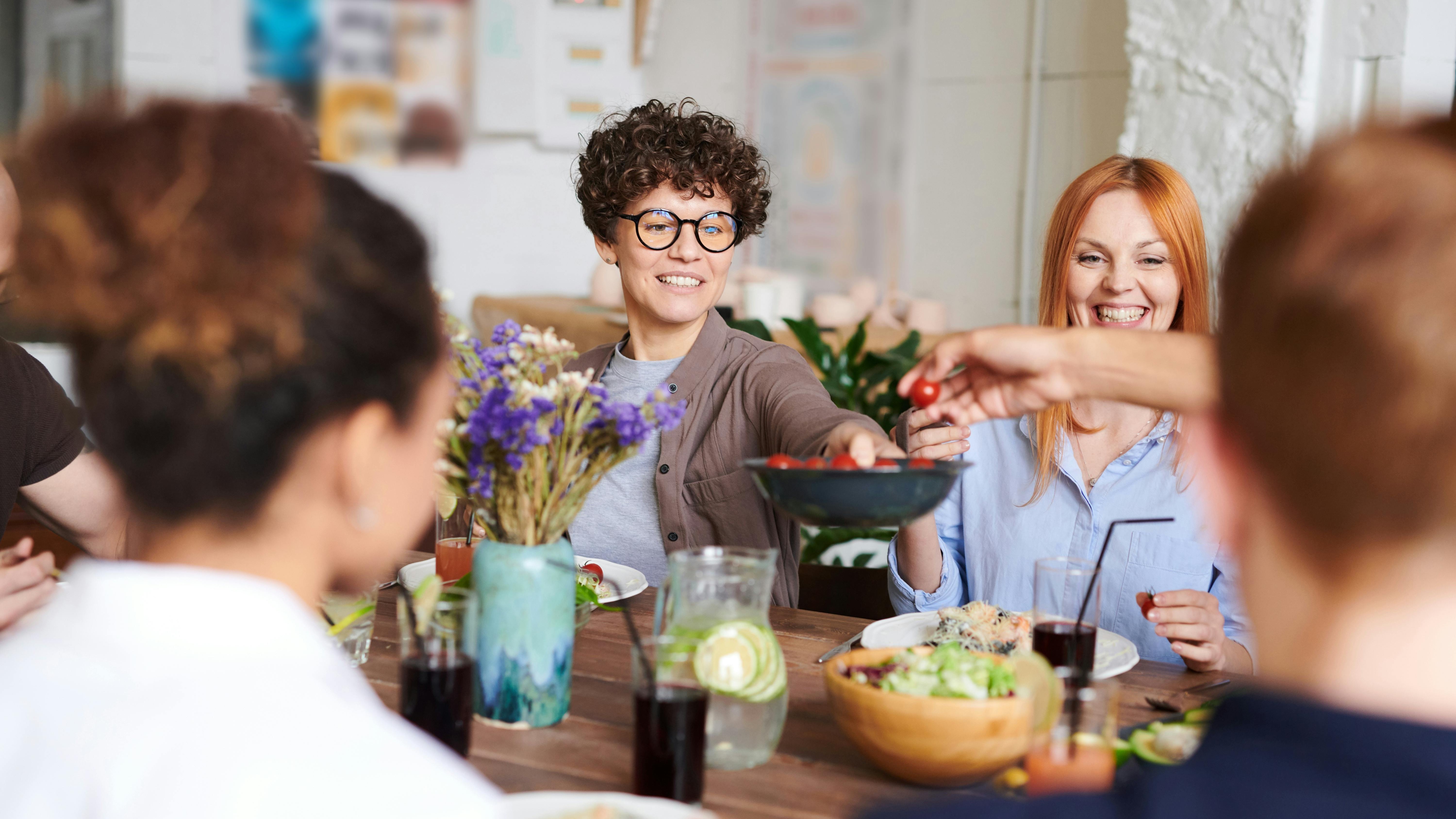 National Family Stories Month celebrated by a joyful family meal.