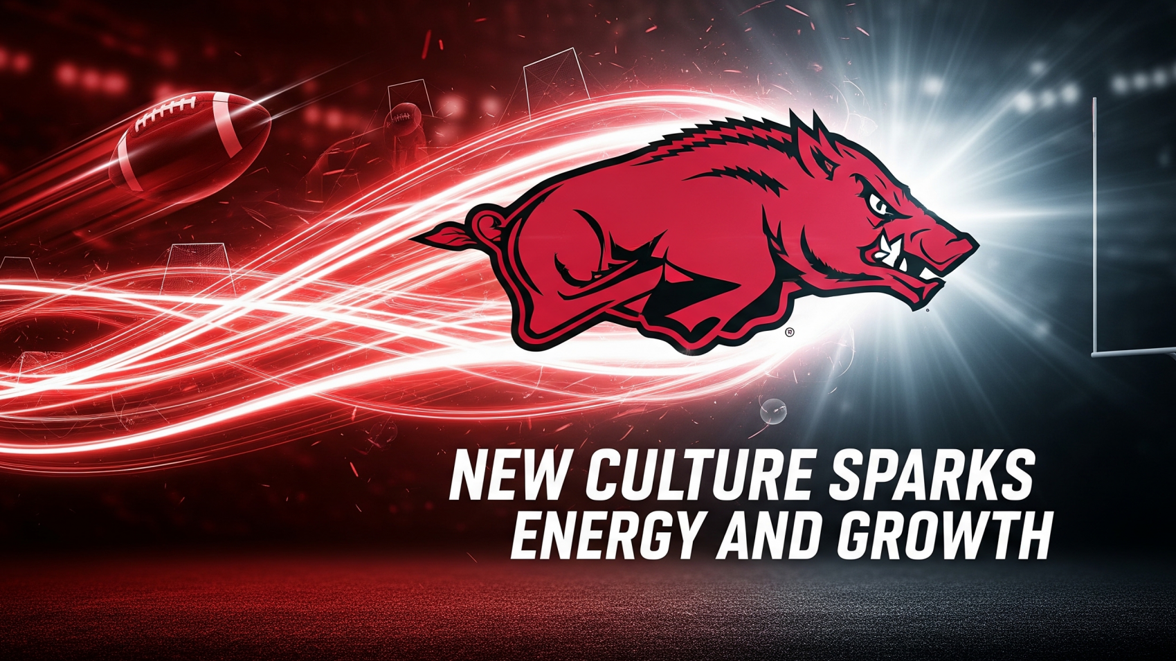 Arkansas Razorbacks football players at press conference.