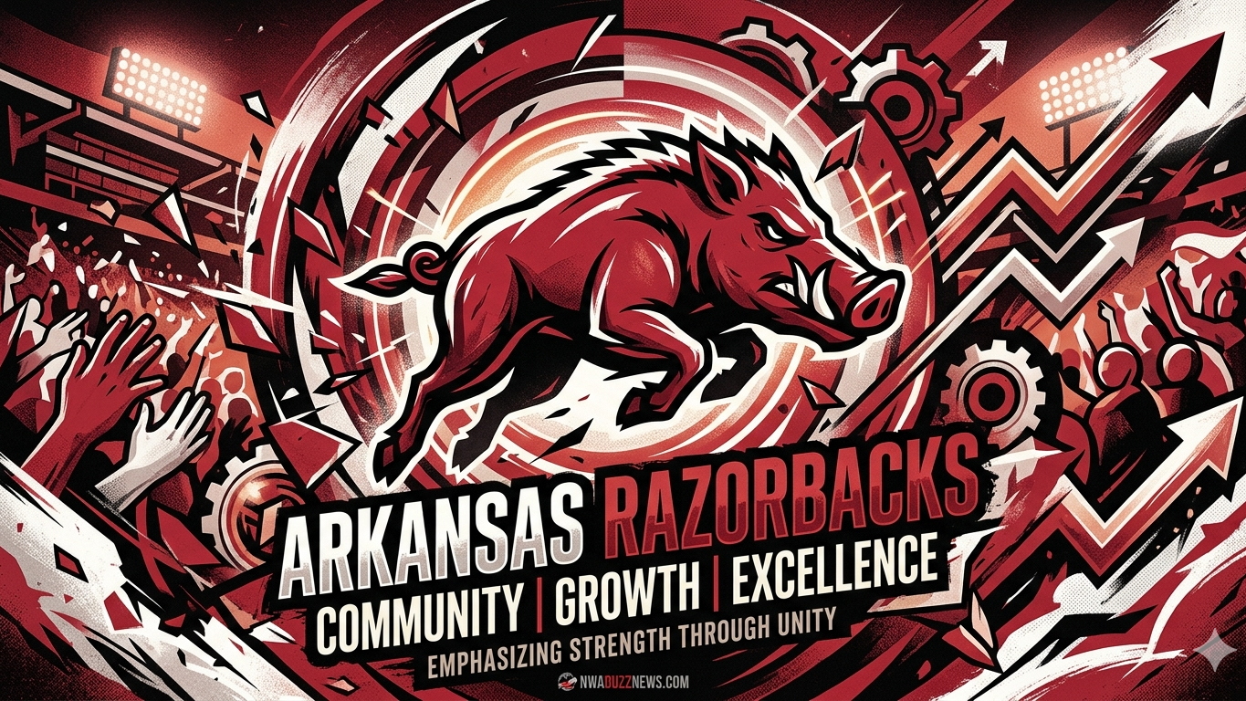Man in Arkansas Razorbacks blazer at outdoor event